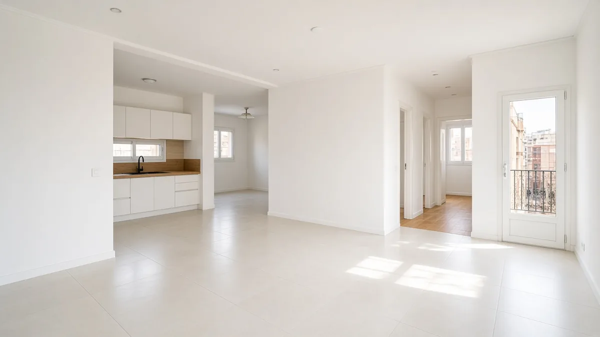 Piso vacío reformado con pintura en Sabadell